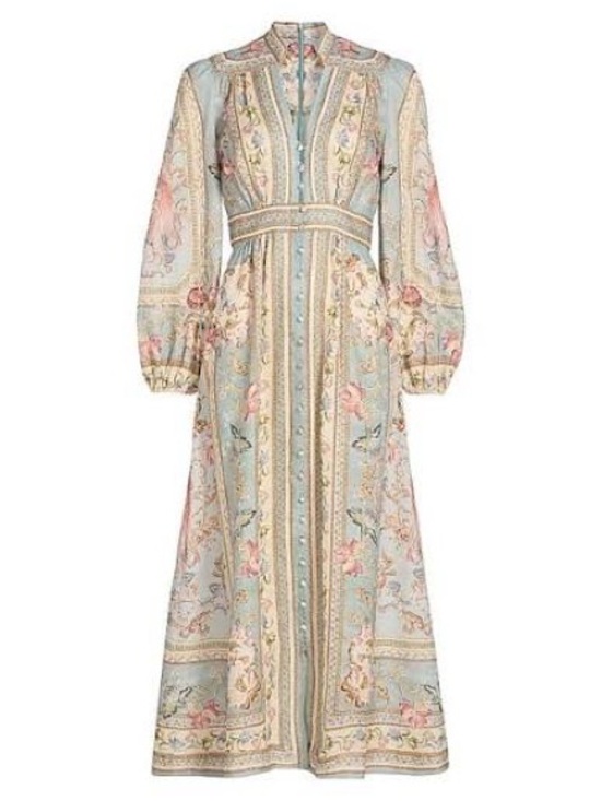 Zimmermann Dresses & Skirts - NEW: Zimmermann Roselight Plunge Long Sleeve Linen & Silk Midi Dress - US 6 (2)
